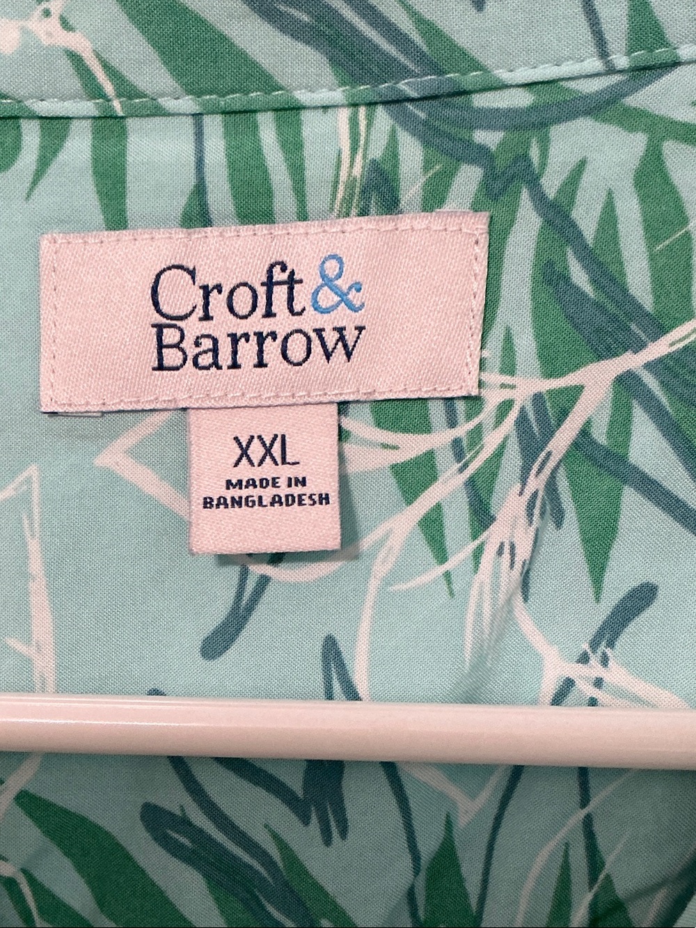 croft & barrow Teal Green Tropical Print Short-Sleeve Button-Down Shirt - Picture 2 of 2
